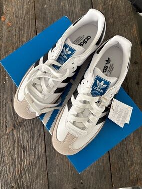 adidas White, Black & Tan Classic Samba Sneakers